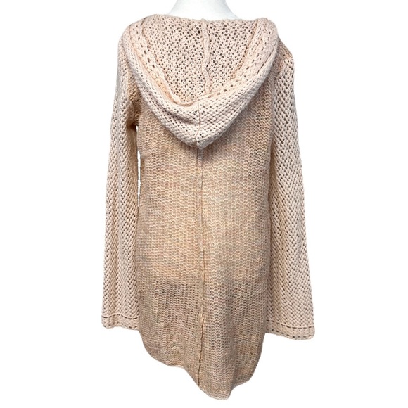 Free People Merci Hooded Wool Blend Crochet Tunic Sweater Size M Boho Festival - Picture 4 of 15